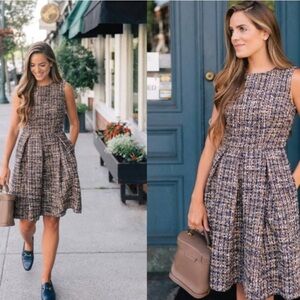 Gal Meets Glam Tinsley metallic tweed fit and flare dress
